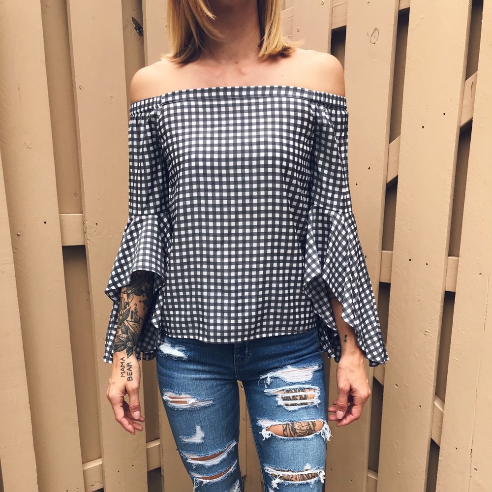 Express Off The Shoulder Bell Sleeve Top